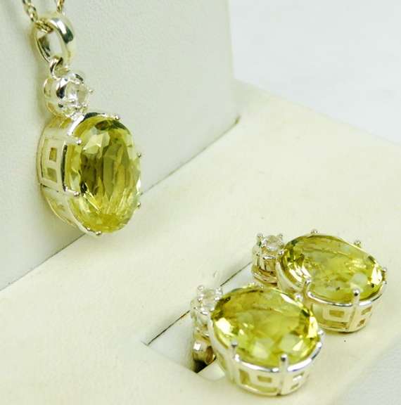 Sterling Peridot Necklace & Earrings