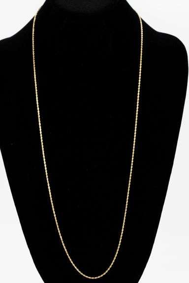 14k Yellow Gold Solid Diamond-Cut Rope Link Chain 1.5mm Necklace 24"