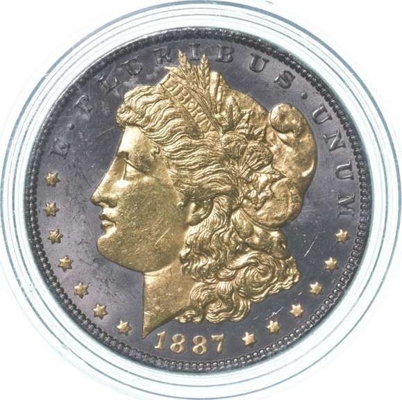 1887 Morgan Silver Dollar Gold Overlay