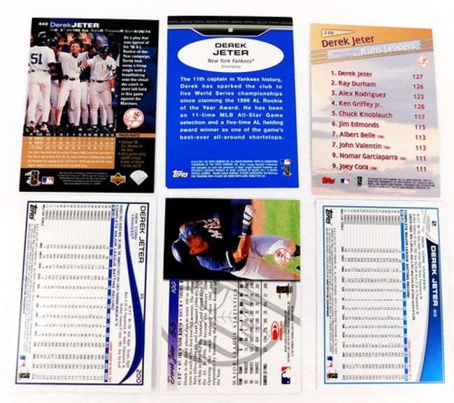 Lot of 6 Derek Jeter Baseball Cards