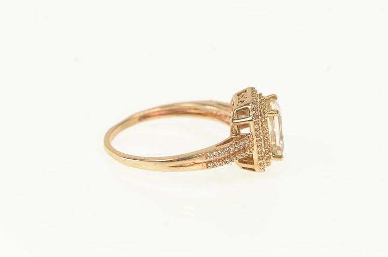14K Rose Gold 1.84 Ctw Morganite Diamond Halo Engagement Ring