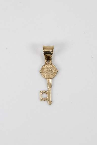 14k Yellow Gold God's Key to Heaven Saint Benedict Medal Pendant