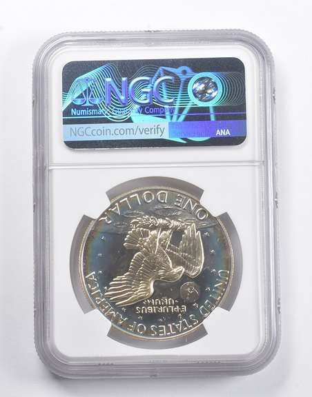 PF69 CAM 1974-S Eisenhower Silver Dollar NGC RAINBOW TONED