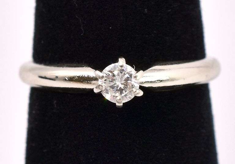 Elegant Solitaire Diamond Ring In 14K White Gold