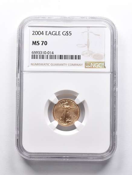 MS70 2004 $5 American Gold Eagle 1/10 Oz Gold NGC