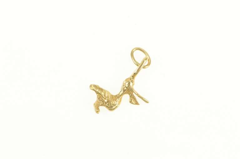14K Yellow Gold Pelican Duck Bird Diamond Cut Charm/Pendant