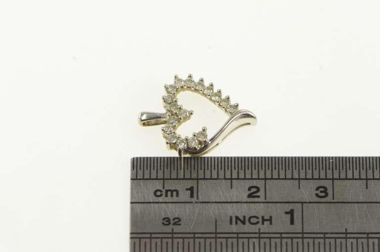 10K Yellow Gold Diamond Heart Love Symbol Classic Vintage Pendant