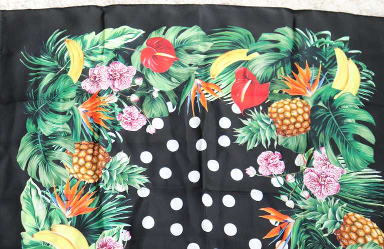 Dolce & Gabbana Black Print Silk Scarf