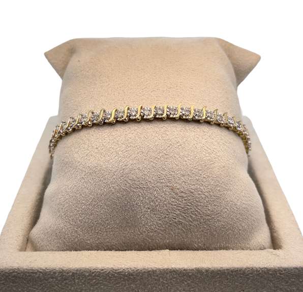 10K GOLD TENNIS S BRACELET WITH DIAMONDS