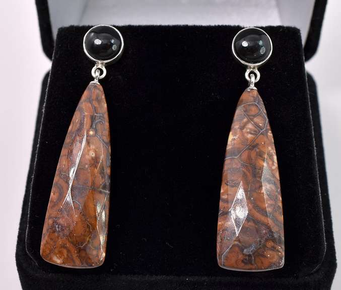 Black Onyx Earrings In Sterling Silver