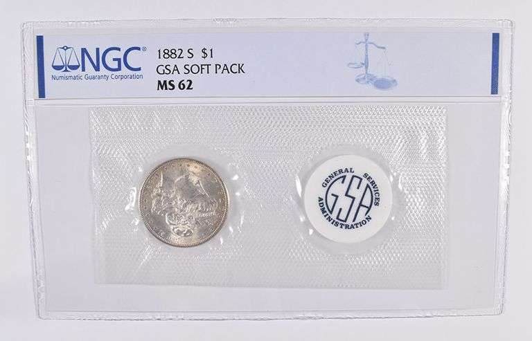 MS62 1882-S Morgan Silver Dollar GSA Soft Pack NGC
