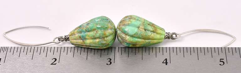 Green Stone Earrings In Sterling Silver