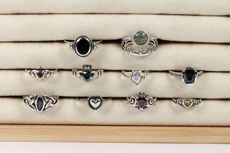 Sterling Silver Curated Ring Assortment Various Sizes & Styles (10 Ring Lot)
