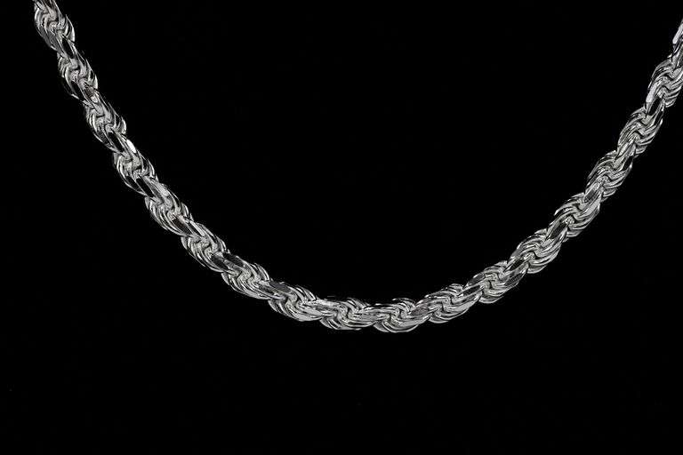 Sterling Silver Diamond-Cut Rope Chain 4.7mm Solid 925 Italy New Necklace 28"