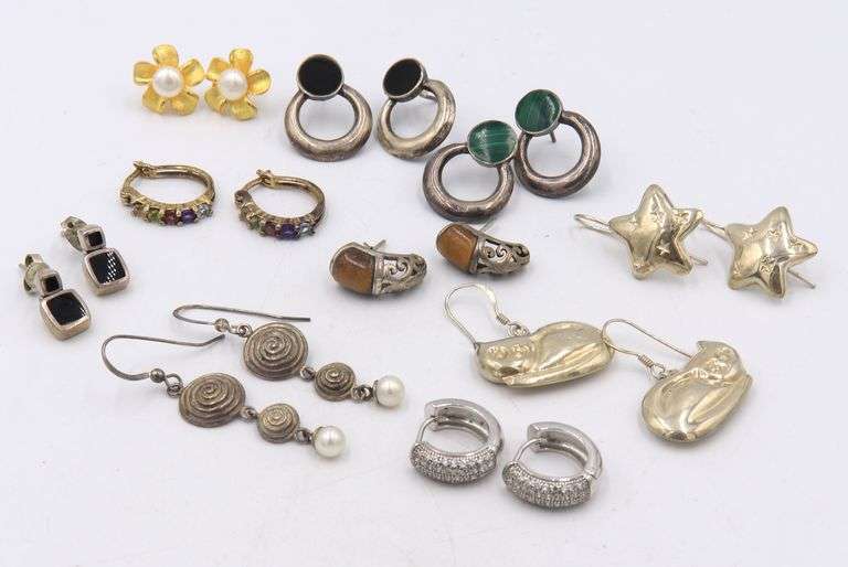 Group Lot of Vintage 925 Sterling Silver Earrings