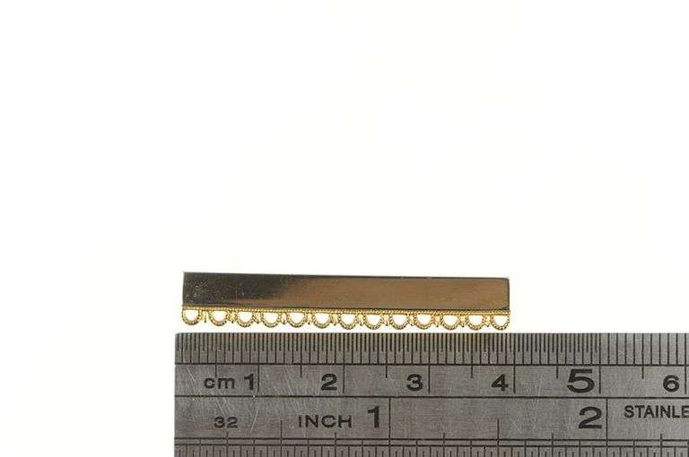 Gold Filled Scalloped Edge Retro Bar Squared Vintage Pin/Brooch