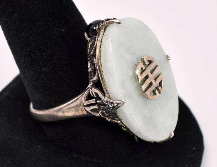 Jade Gem Stone Ring In Sterling Silver