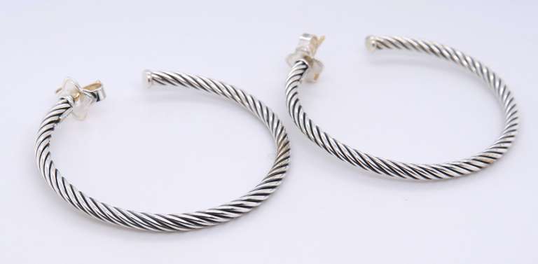 Trendy David Yurman Cable Hoop Earrings