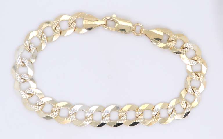 Powerful Yellow Gold Diamond Cut Curb Link Bracelet
