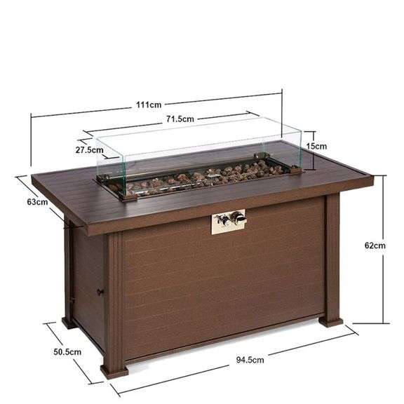 44 inch 50000 BTU Gas Fire Pit Table Pulse Ignition