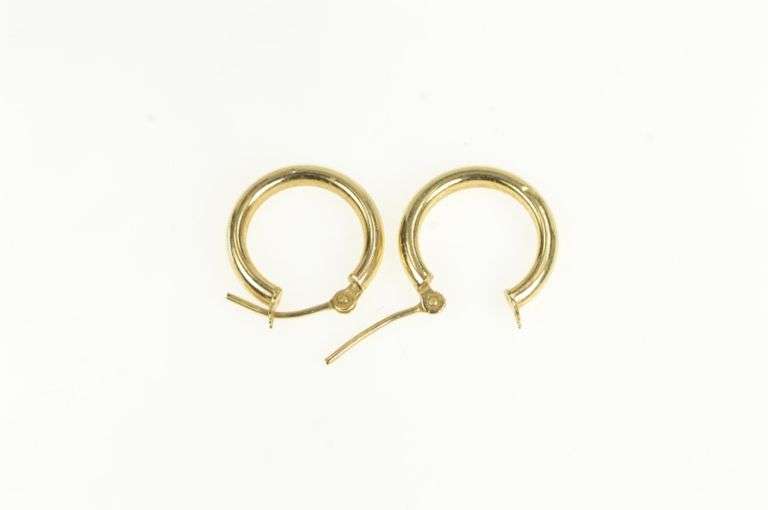 10K Yellow Gold 14.9mm Classic Vintage Simple Round Hoop Earrings