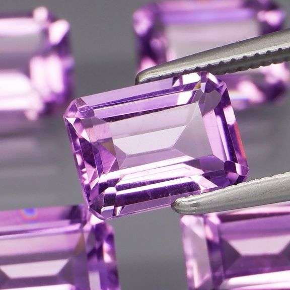 Vibrant 7.54ct 8x6mm real Bolivian Amethyst set