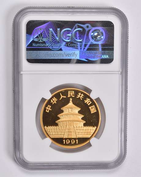 MS69 1991 China 100 Yuan 1 Oz. .999 Fine Gold Panda Large Date NGC