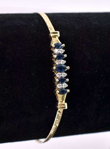 Pleasing Blue Sapphire And Diamond Bracelet In 14K Yellow Gold