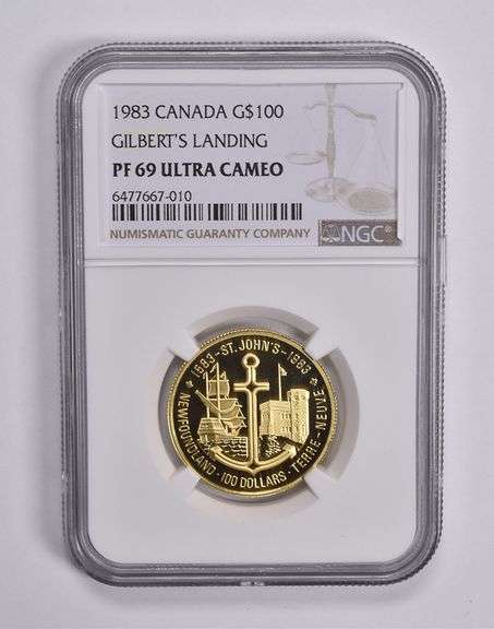 PF69 UCAM 1983 Canada Gold 100 Dollars Gilberts Landing NGC