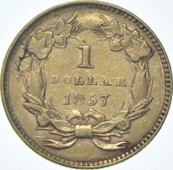 1857 $1 Indian Princess Head Gold Dollar Piece
