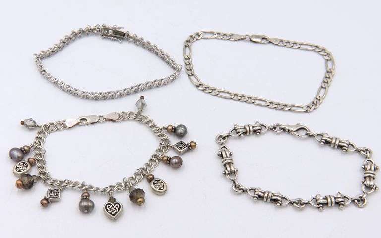 Lot of 4 Vintage 925 Sterling Silver Bracelets