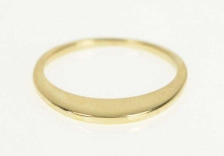 14K Yellow Gold Stackable Flattened Design Statement Band Ring