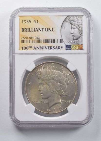 BU 1935 Peace Silver Dollar 100th Anniversary NGC