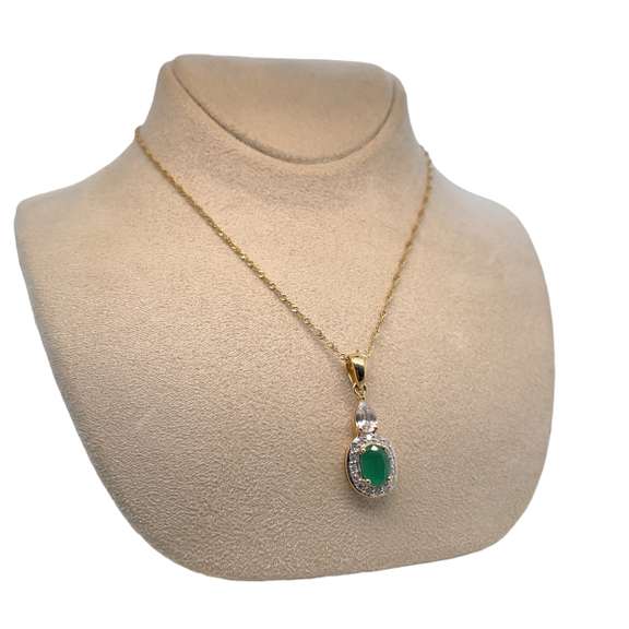 10K GOLD PENDANT WITH EMERALD AND DIAMONDS