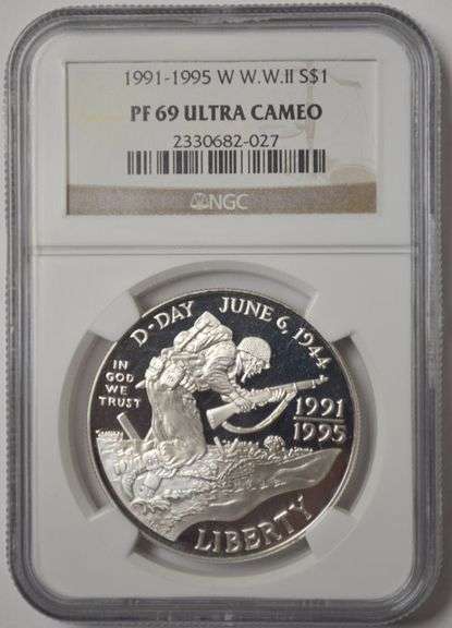 1991-1995 WWII Commemorative Silver Dollar NGC PF 69 Ultra Cameo