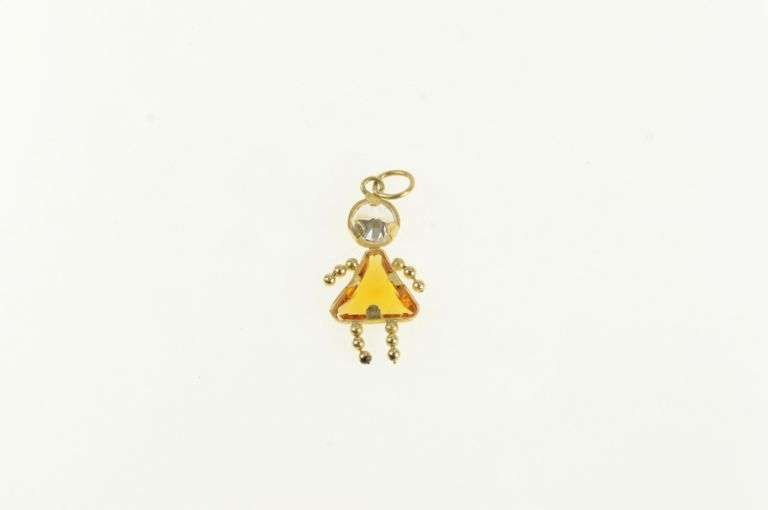 14K Yellow Gold Birthstone November Sim. Citrine Girl Charm/Pendant
