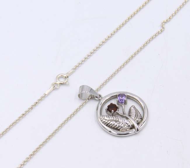 Set of 925 Sterling Silver Flower Pendant on Chain with Matching Dangle Earrings