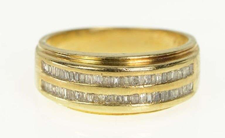 14K Yellow Gold 1.00 Ctw Diamond Tiered Mens' Wedding Band Ring
