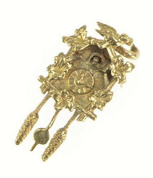 14K Yellow Gold 3D Articulated German Cuckoo Clock Charm/Pendant