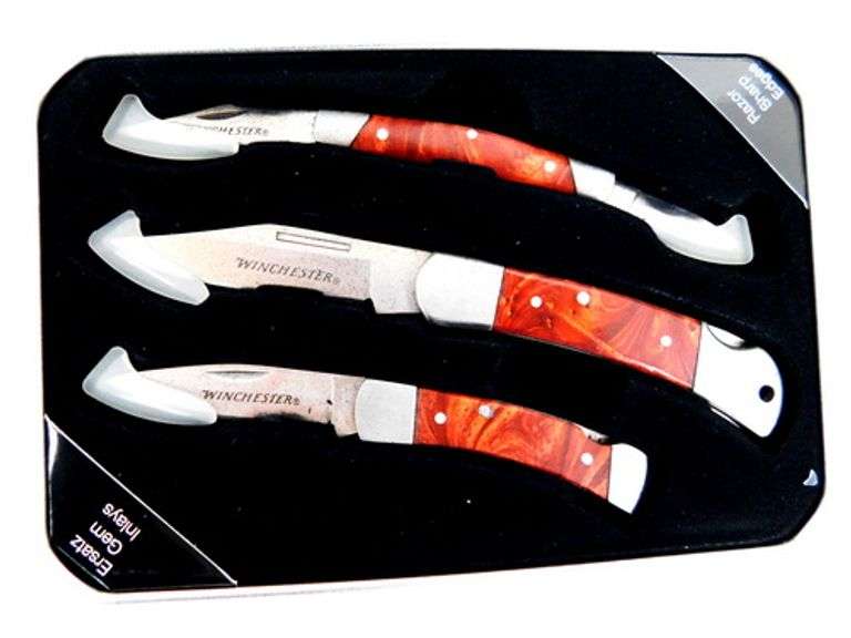 Winchester 3 Knife Set with Ersatz Gem Inlays, MIB