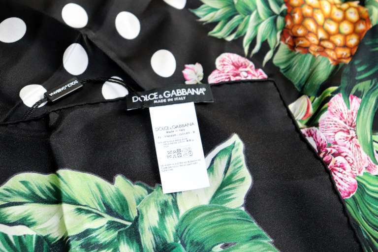 Dolce & Gabbana Black Print Silk Scarf
