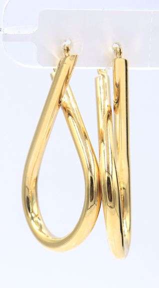 Handsome Long Gold Loop Earrings in Yellow Gold