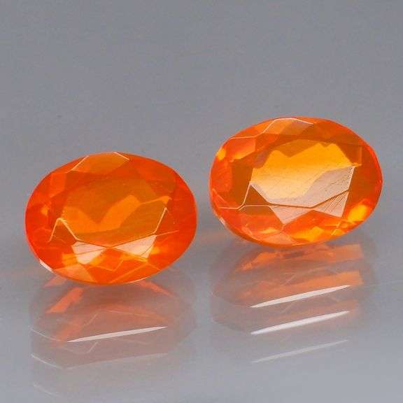 Vibrant top color 2.02ct bright orange Fire Opal pair