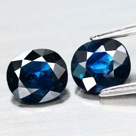 Unheated! 1.24ct top blue Sapphire pair