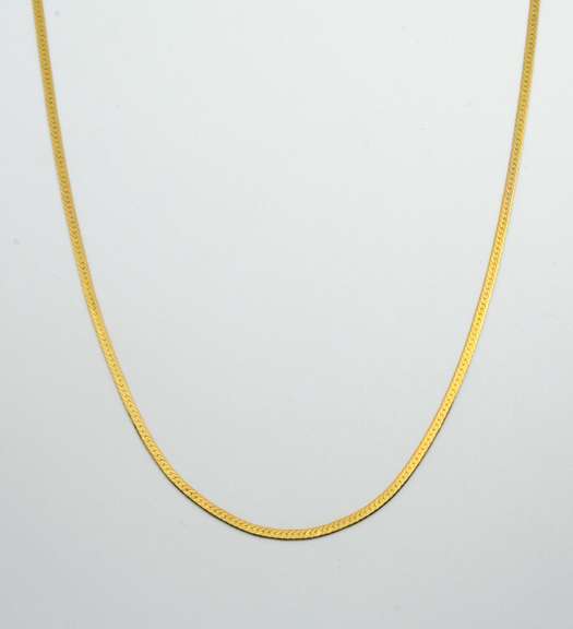 Long 14k Herringbone Necklace