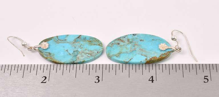 Turquoise Dangle Earrings In Sterling Silver