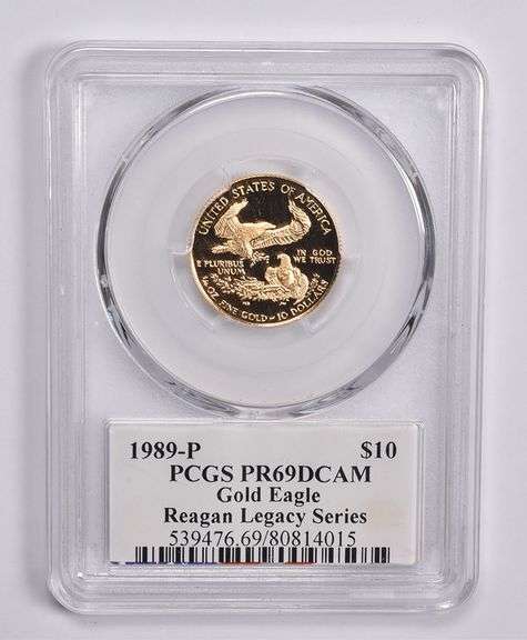 PR69DCAM 1989-P $10 American Gold Eagle 1/4 Oz Gold Signed Reagan PCGS
