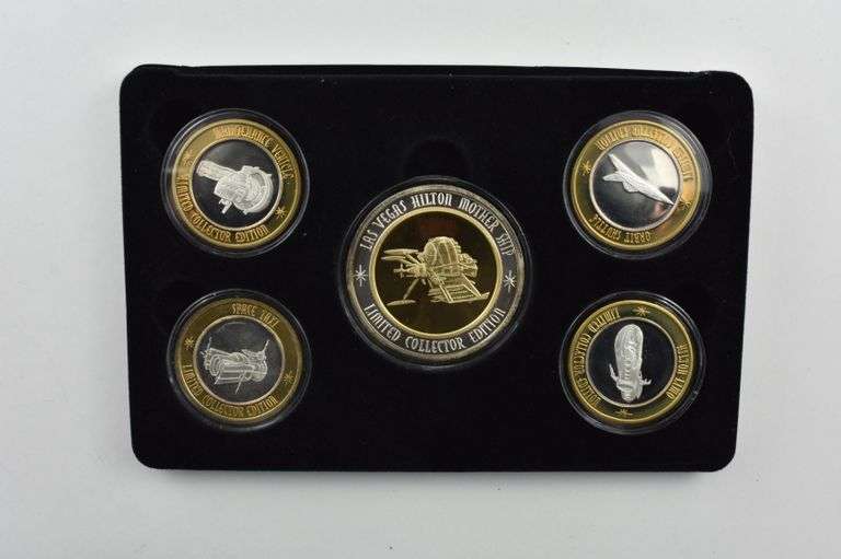Spacequest Casino Vegas Hilton Ltd. Collector Ed. 5 Silver Round Set