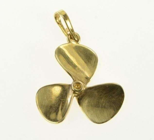 14K Yellow Gold Boat Propeller Nautical Ocean Travel Charm/Pendant
