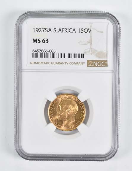 MS63 1927-A South Africa 1 Sovereign Gold Coin NGC